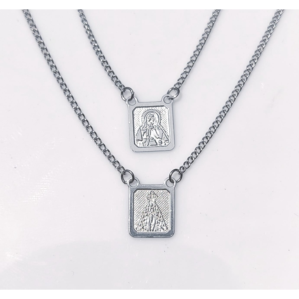 Escapulário Nossa Senhora Aparecida em Aço Inox em Oferta na Shopee