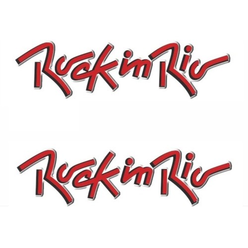 Par Emblema Rock In Rio Adesivo Resinado Vermelho Linha Volkswagen Fox Gol Saveiro