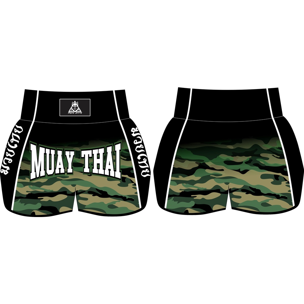 Short Muay Thai Camuflado Bermuda Calção Boxe MMA Kickboxing Masculino Feminino Treino Luta Militar