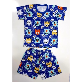 Pijama infantil de garoto em malha de algodão 1 a 14 anos - manga curta