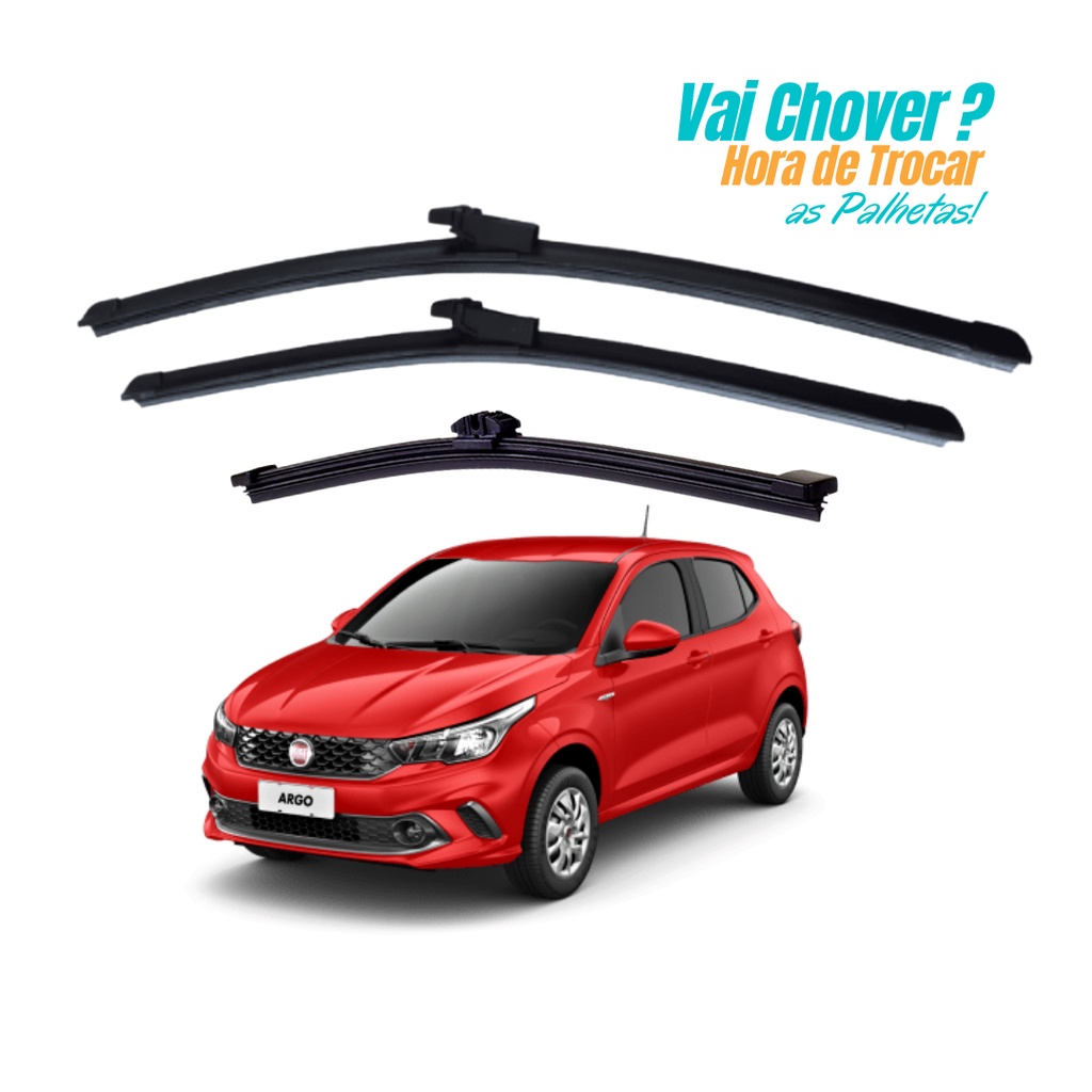 Kit 3 Palhetas Limpador De Parabrisa Dianteiro + Traseiro Fiat Argo 2018 2019 2020 2021 em Oferta na Shopee