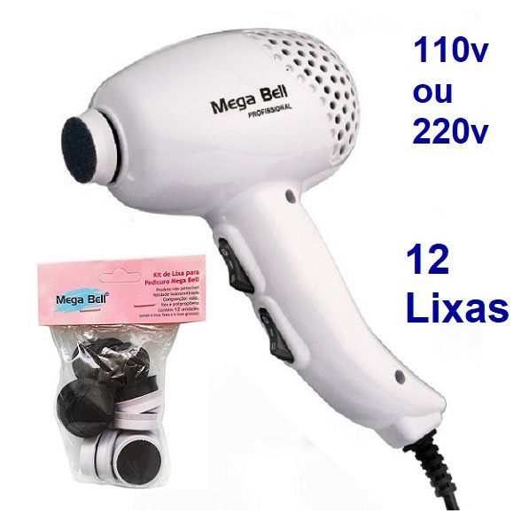 Pedicuro Elétrico Profissional Branco Esfoliador Lixa Elétrica para os Pés + 12 Lixas Descartáveis