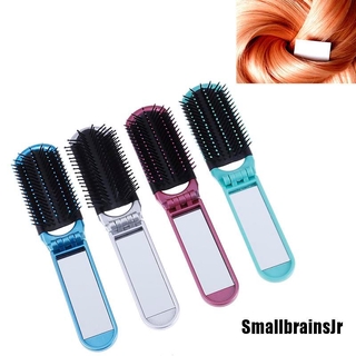Qyid Escova De Cabelo Pequena Desdobrável Com Bolsa De Bolso Compacto Espelho Viagem Super Brilhante