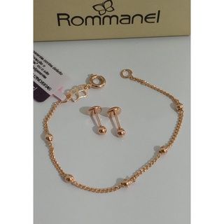 Pulseira infantil Rommanel + brinco bolinha bebê 2mm (550104/520797)