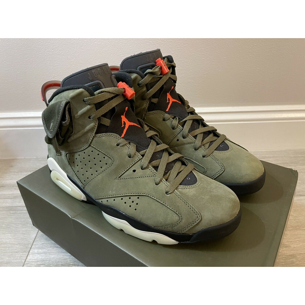 Travis Scott x Air Jordan 6 Volta A Olive Cactus Jack AJ6 Sapatos De Basquete CN1084-200