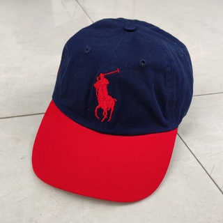 (Em Estoque) Boné De Baseball Polo RL 3 Bordado Fino Big Pony School Tennis Unisex Sun Hat Navy Blue/Red Brim