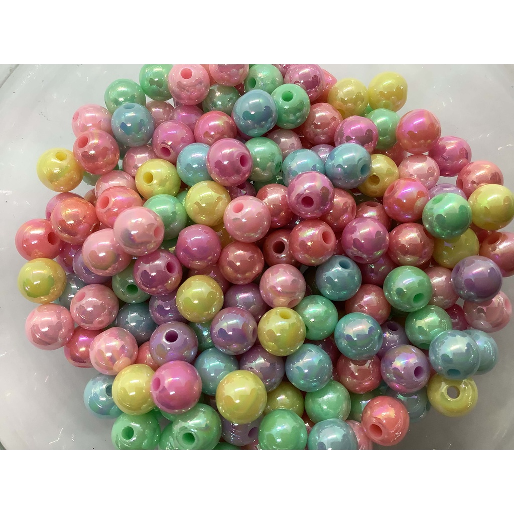 Pérola Irisada Bola Leitosa 8mm 60 Unidades