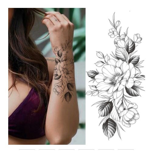 Tatuagem Removível Feminina Linda Flor - 19x9cm - Pronta Entrega - FF-083 em Oferta na Shopee