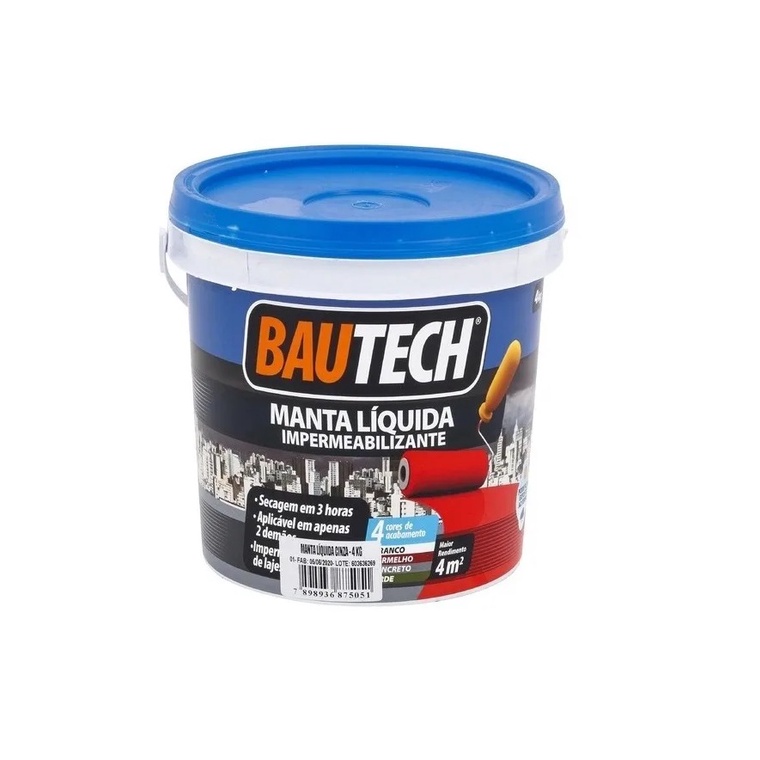 Manta Liquida 4 Kg Bautech Impermeabilizante Cinza