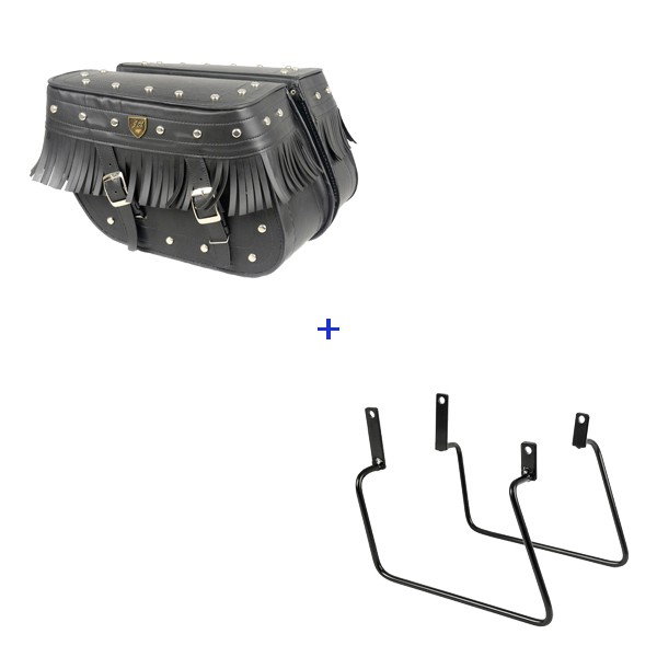 Kit Viagem Indian Scout Afastador + Alforge Lateral Losango 32 Litros com Franjas