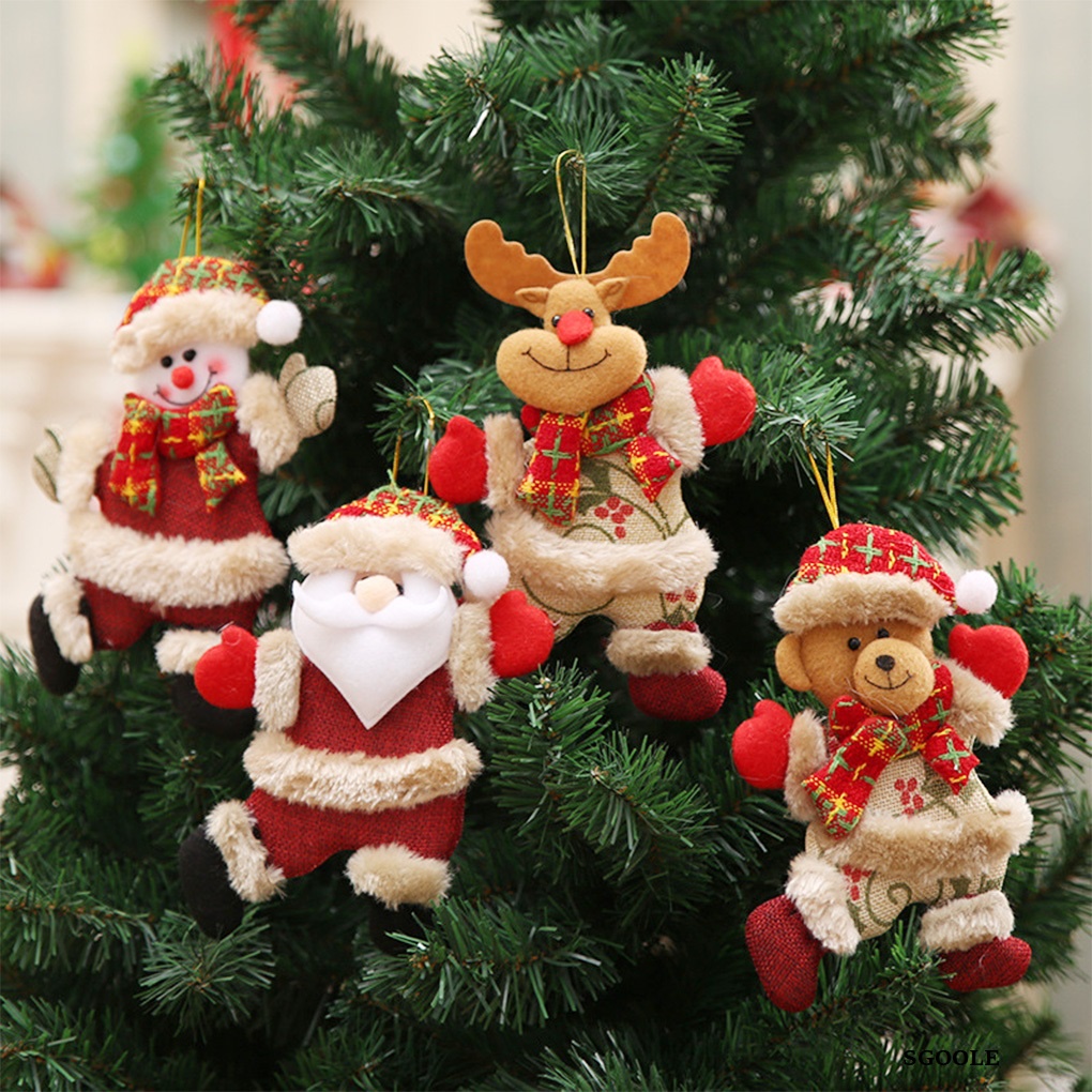4 Pçs Conjunto De Enfeite De Natal Papai Noel Boneco De Neve De Pelúcia  Decoração De Árvore De Natal[SGOOLE] | Shopee Brasil