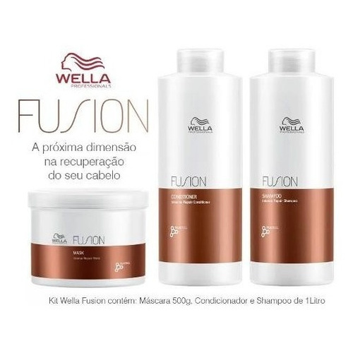 Kit Wella  Fusion Sh 1000ml + Cond 1000ml + Máscara 500ml ORIGINAL