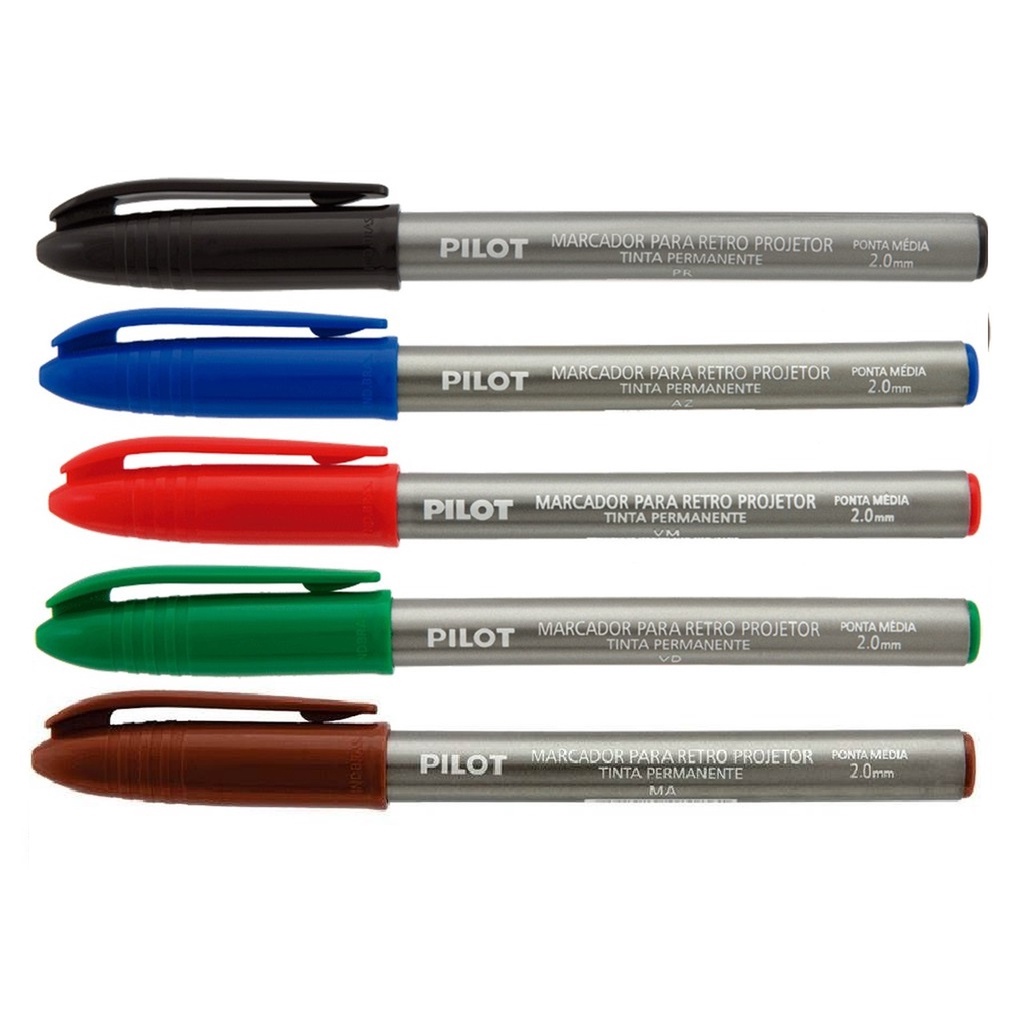 Caneta Retroprojetor 2.0 mm (Azul Marrom Preto Verde Vermelho) - Pilot | para CD e DVD em Oferta na Shopee