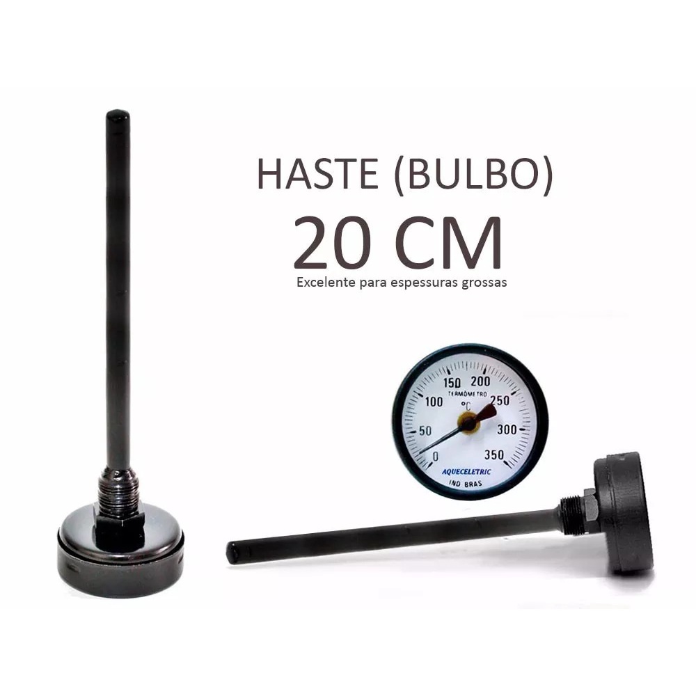 Termômetro Analógico Para Forno Iglu A Lenha Haste 20cm