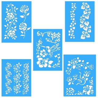Stencil Flores e folhas Diversas Kit 5 moldes vazados A4 em Oferta na Shopee
