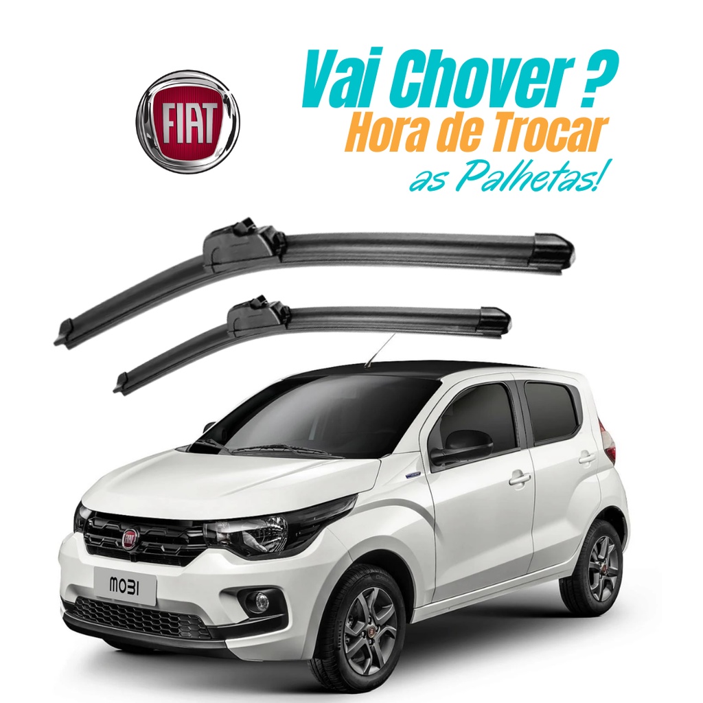 Par Palhetas Limpador De Parabrisa Dianteiro Fiat Ano Mobi 2016 2017 2018 2019 2020 Silicone em Oferta na Shopee