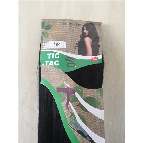 Kit Com 10 Aplique Tic TacLiso Preto 1# 80cm Extensão de Cabelo tic tac em Fibra Orgânica WENG