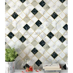 Papel de Parede Tijolo 3D com efeito de sombras em Tons de Branco ,Preto 1,50M