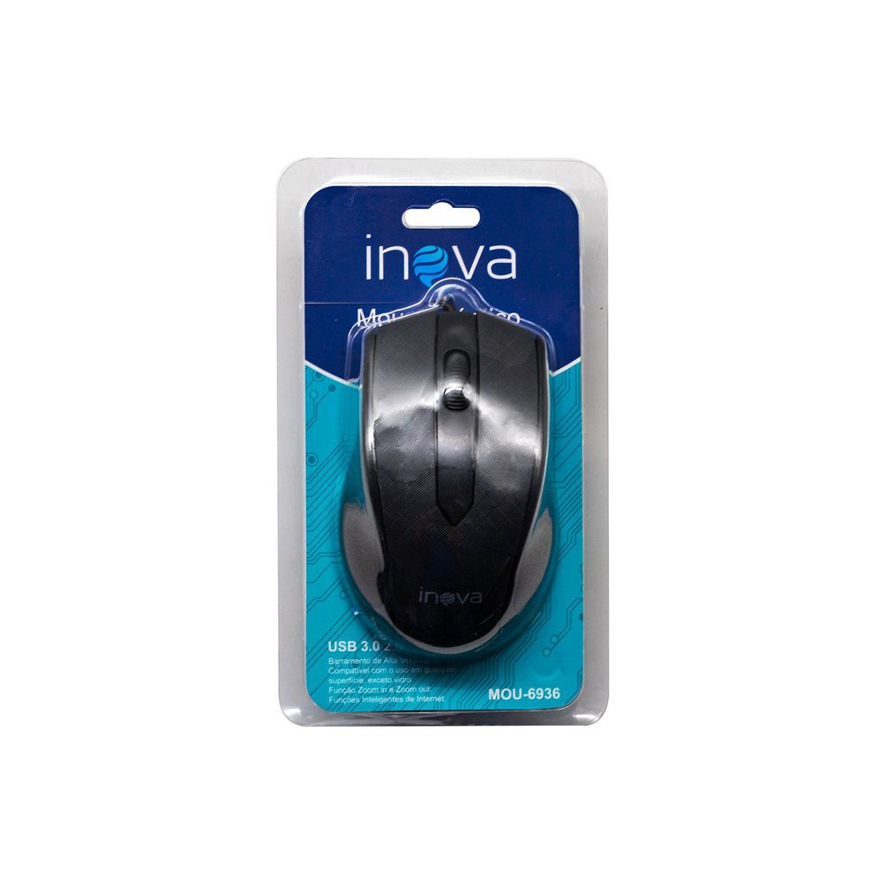 Mouse Óptico USB 2.0 Fio com 1 Metro 800 DPI Resolução Ergonômico