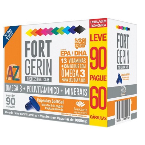 Fort Gerin Polivitamínico Ômega A-z Leve 90 Pague 60 Cápsulas