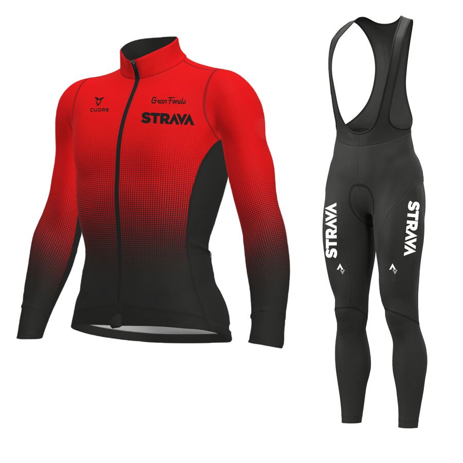 [Em estoque] Conjunto malha ciclismo STRAVA outono primavera 5 cores uniforme corrida equipe bicicleta respirável masculino downhill mountain bike roupas