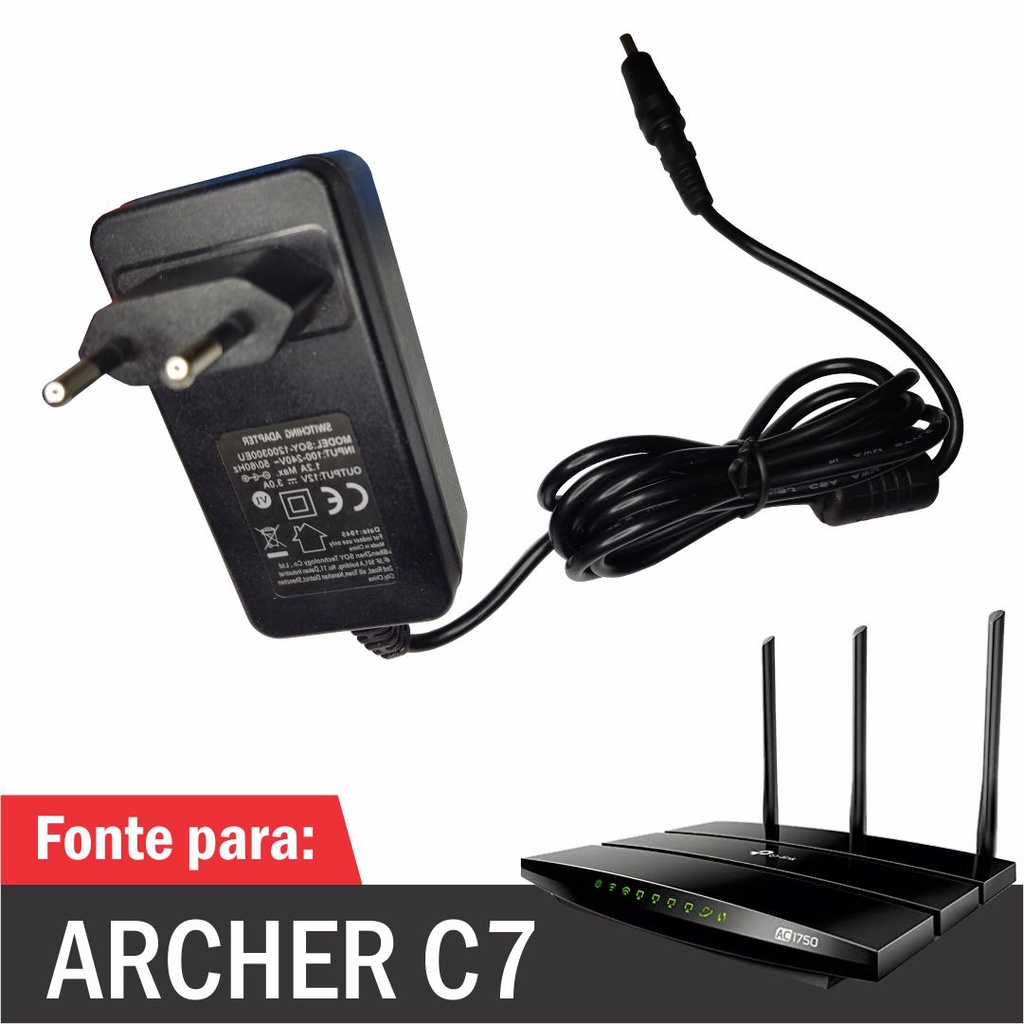 Fonte Para Roteador Tp-link Archer C7 Ac1750 ( Carregador / Cabo de Forca / Cabo de Energia ) - R2628