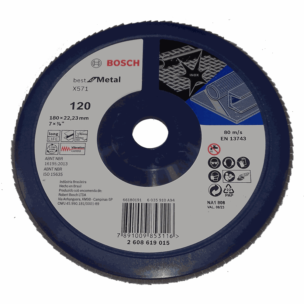 Disco Flap 7" para Aço Inox e Metal Grão 120 Bosch
