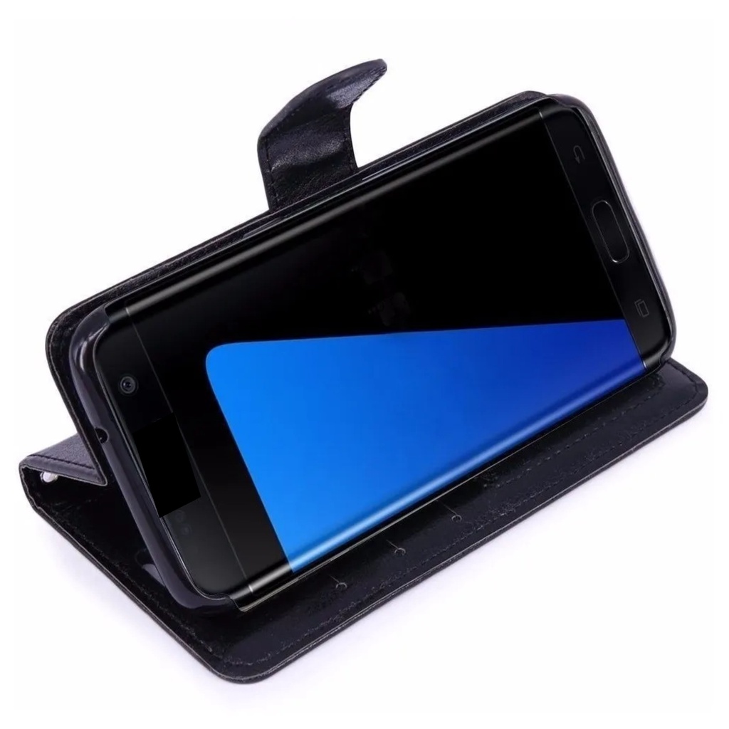 Capinha carteira + película vidro Samsung Galaxy J5 J500 J500m Capa Case couro sintético