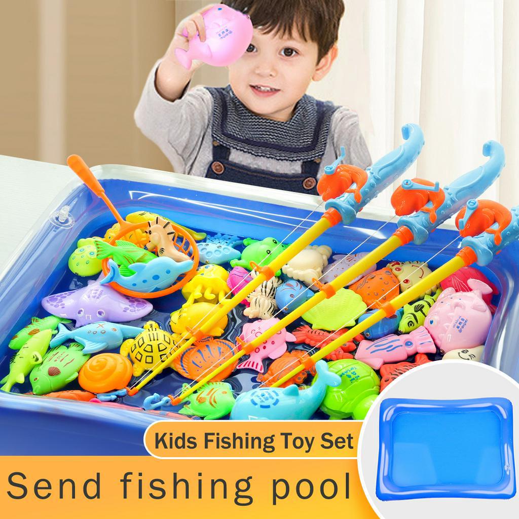  Brinquedos de Pesca Magnética para Crianças com Vara de Pesca, Jogos de Pesca na Piscina, Banho de Peixe e Brinquedo de