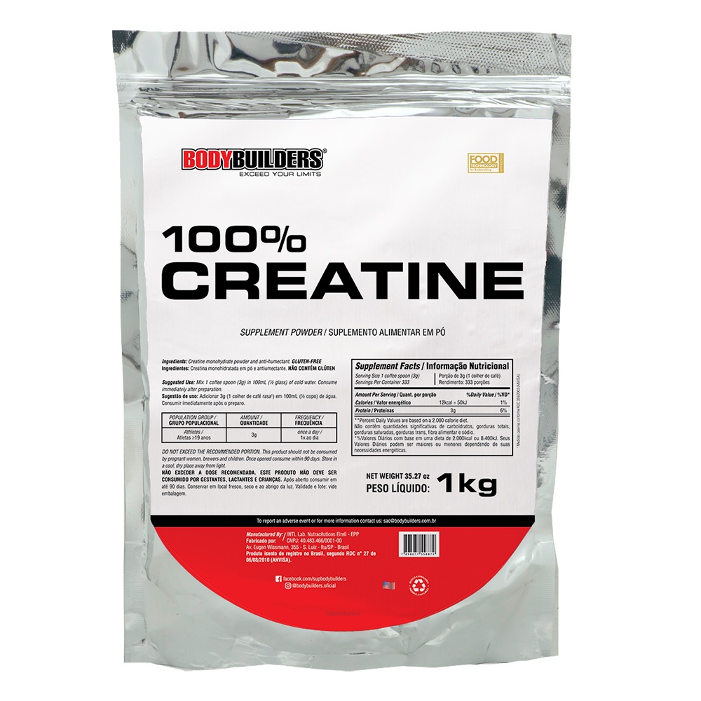 Creatina Monohidratada 1Kg - 100% Pura Importada - Bodybuilders