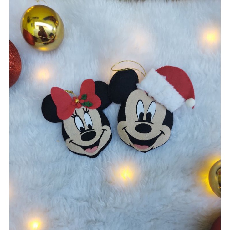 Kit Pingentes de Natal, Mickey e Minnie para árvore de natal em feltro |  Shopee Brasil