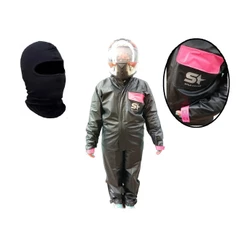 Capa De Chuva - Conjunto Calça Jaqueta Impermeavel Feminina Pvc Com Bolso - Moto / Motoboy / Motoqueiro + Touca Ninja