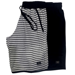 Kit 2 Bermudas Moletom Masculina Treino Academia Lisa Listrada Bermuda Masculino