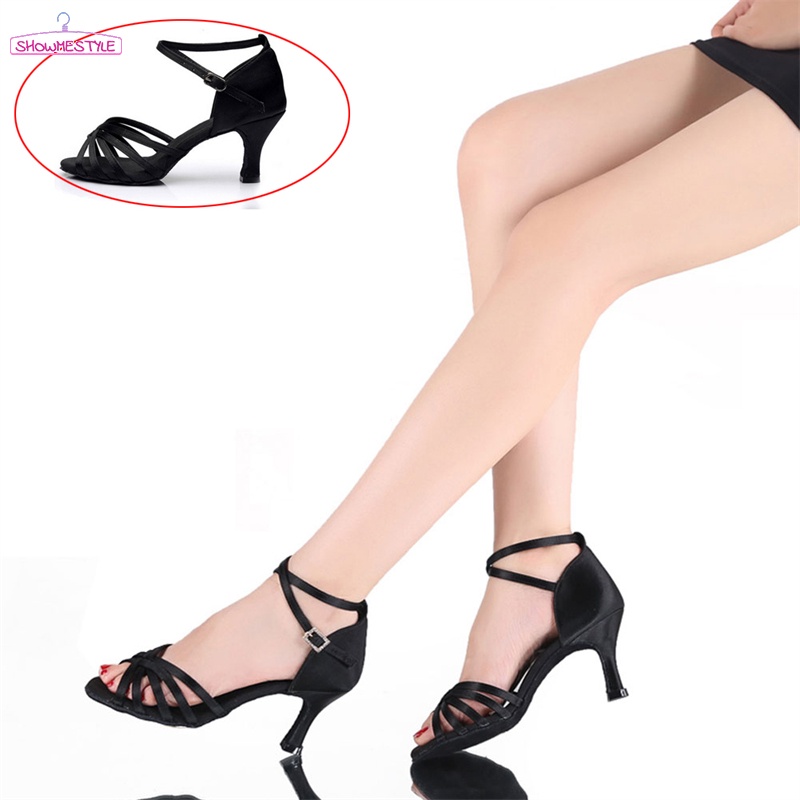 Mulheres Sapatos De Dança Latina Tango Salsa Dança 7 cm Festa De Salto Alto Sapatos De Salto Grosso