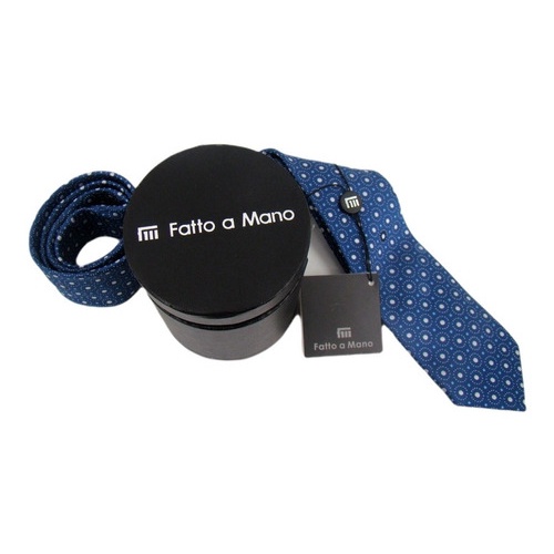 Gravata Fatto A Mano 1200 Fios Azul + Lata Presente