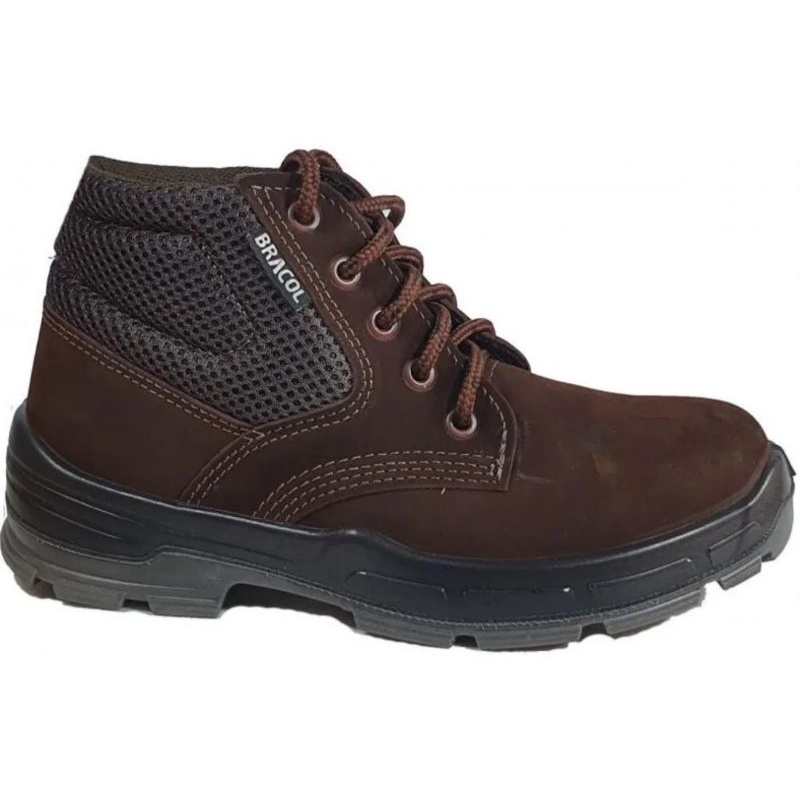 Bota Tenis Sapato Botina Amarrar Nobuck Bracol Bae Bico Pvc