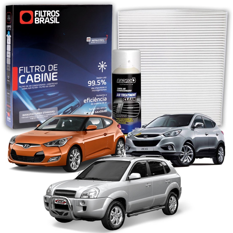 Filtro de Cabine para Ix35 / Tucson / Veloster + Higienizador Limpa Ar Tipo Granada - Spare Parts and Accessories for Vehicles