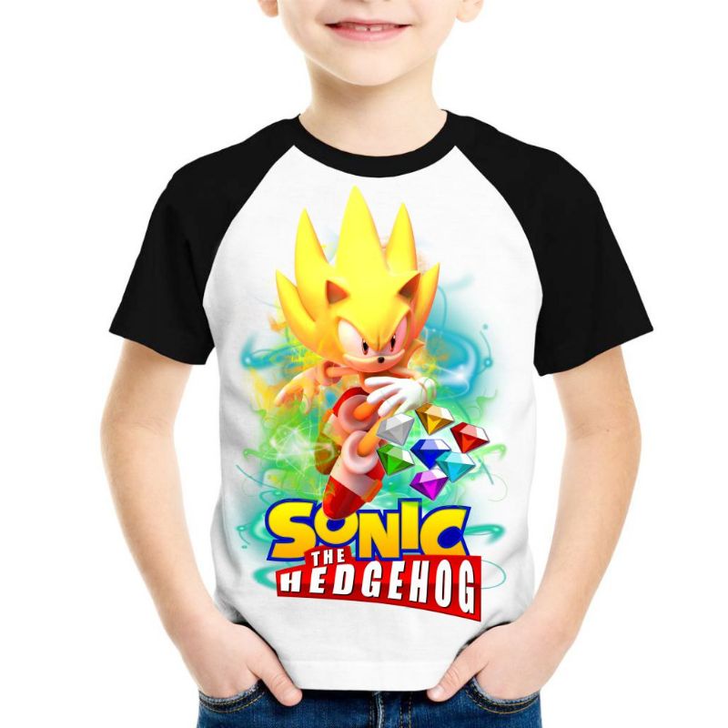 Camiseta infantil super sonic camiseta do fsonic camiseta aniversário sonic amarelo
