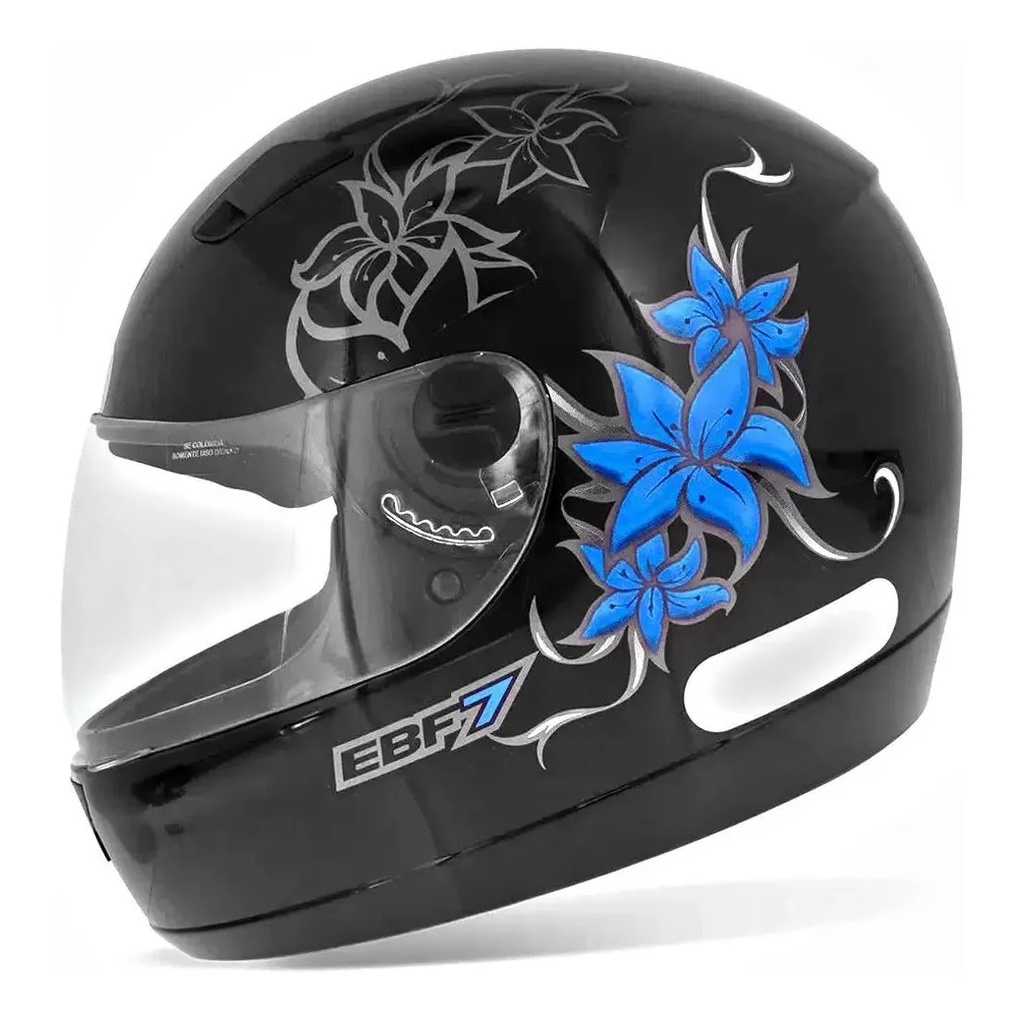 CAPACETE MOTO EBF 7 MODELO FEMME PRETO E AZUL