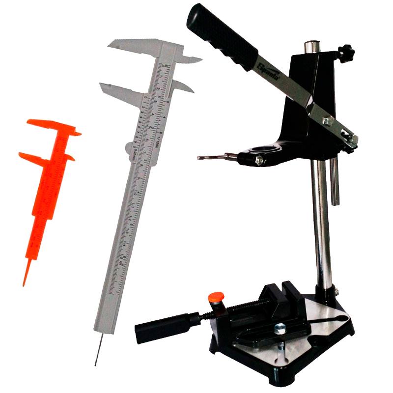 Suporte para Furadeira com Morsa SPARTA + Jogo de Paquímetros Plásticos 3.1/2 e 6 POL WESTERN em Oferta na Shopee