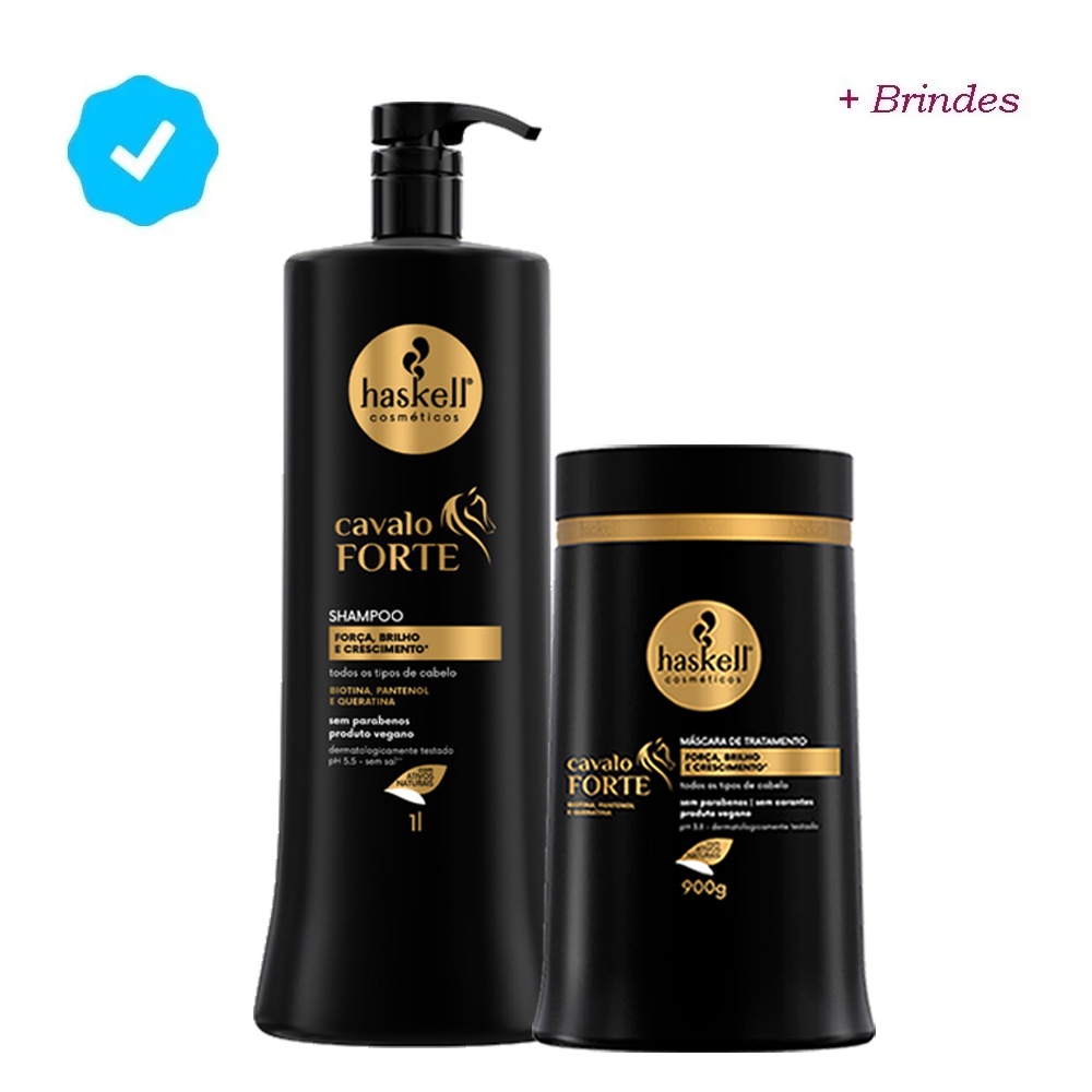 Shampoo Haskell Cavalo Forte 1 Litro + Mascara De Hidratação Haskell Cavalo Forte 900g