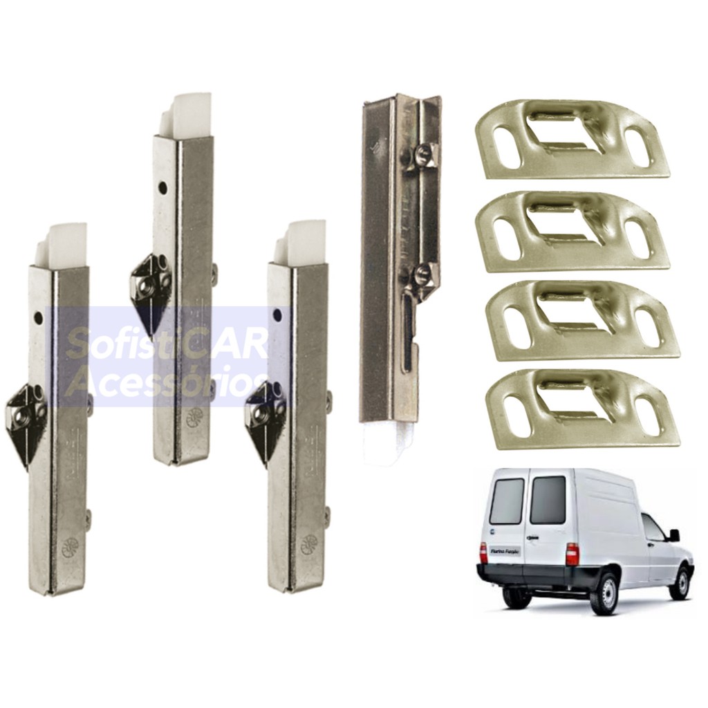 Kit 8 Peças Fechadura Ferrolho Batente Para Porta Traseira Bau Furgão Fiorino G1 98 A 2013