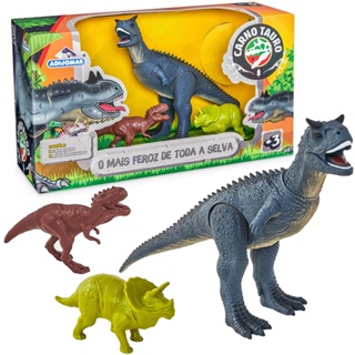 Dinossauro Carnotauro Grande Com 2 Mini Dinos - Adijomar em Oferta na Shopee