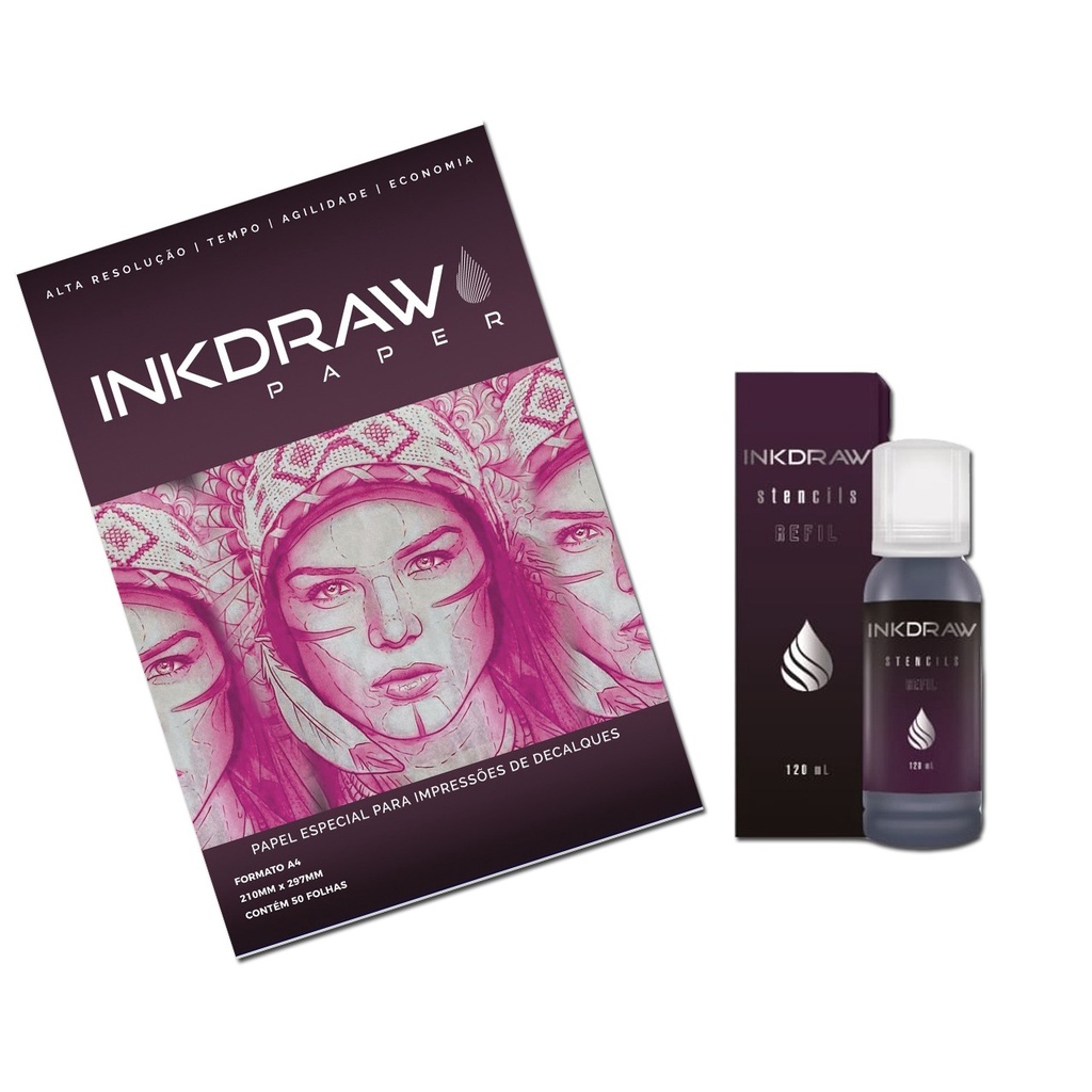 Kit Tinta Tattoo Inkdraw Stencil 120 Ml + Papel Inkpaper Shopee Brasil