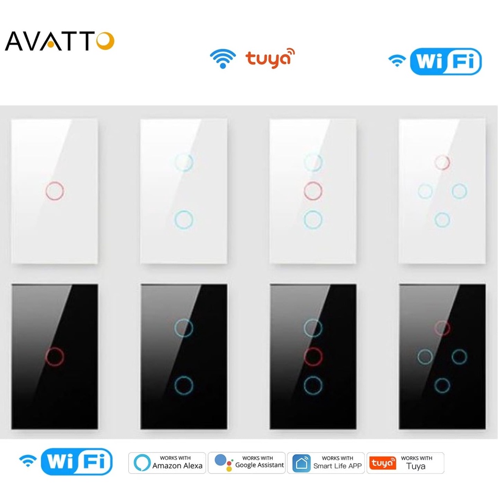 Interruptor wifi Avatto casa inteligente touch screen espelho de vidro compatível com ALEXA e GOOGLE HOME TUYA SMART LIFE