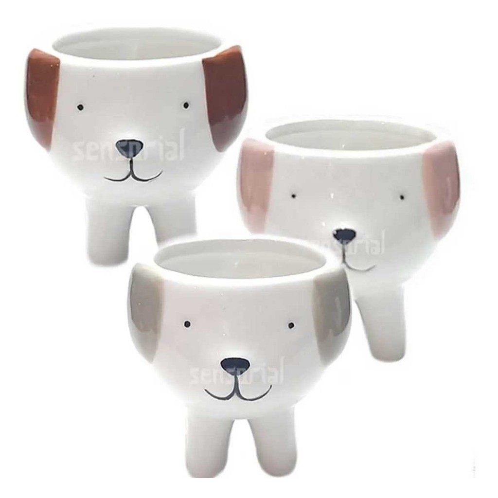 Vaso Cachepot Vasinho Bichinho Fofo Suculenta cacto cachorrinho com patinha enfeite de mesa presente