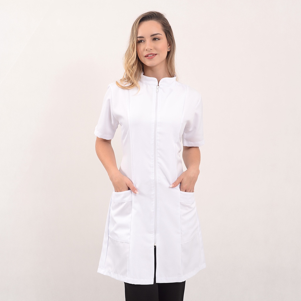 jaleco com zíper manga curta Gabardine médica dentista enfermeira direto da fábrica