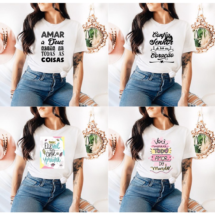 Semblance rescue deepen camisetas com estampas evangélicas Deus personalizada tamanhos p m g gg  ótima qualidade roupas femininas | Shopee Brasil