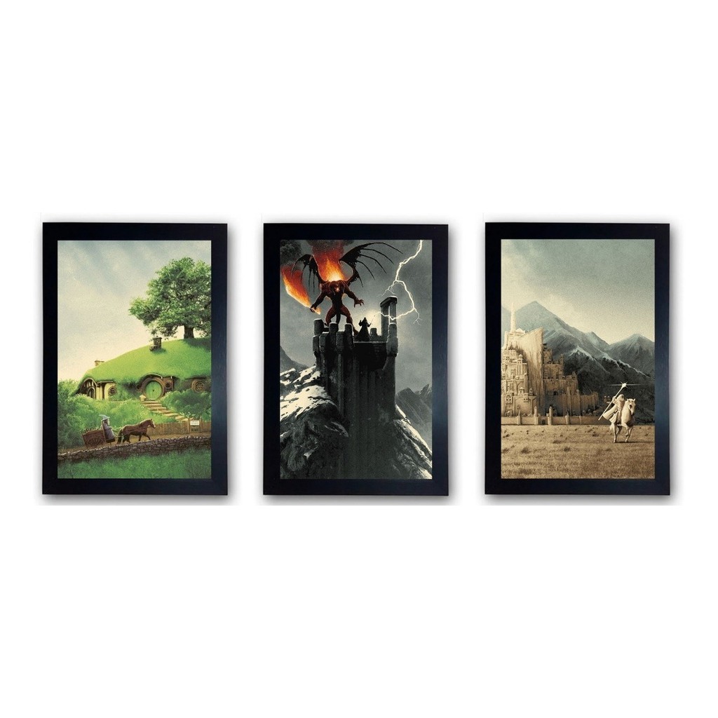 Combo 03 Quadro O Senhor Dos Anéis Jornada De Gandalf Cód.4