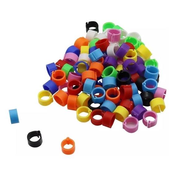 PACOTE C/ 10 UNIDADES:  Anilhas 8mm Para Ring Neck E Lorys Pintos, Pintainhos, Pombos, Pintinhos  Perdiz Chuckar Cinzenta,charrela Fecho Clik Coloridas. Anilhas de marcação para marcar identificar - identificação